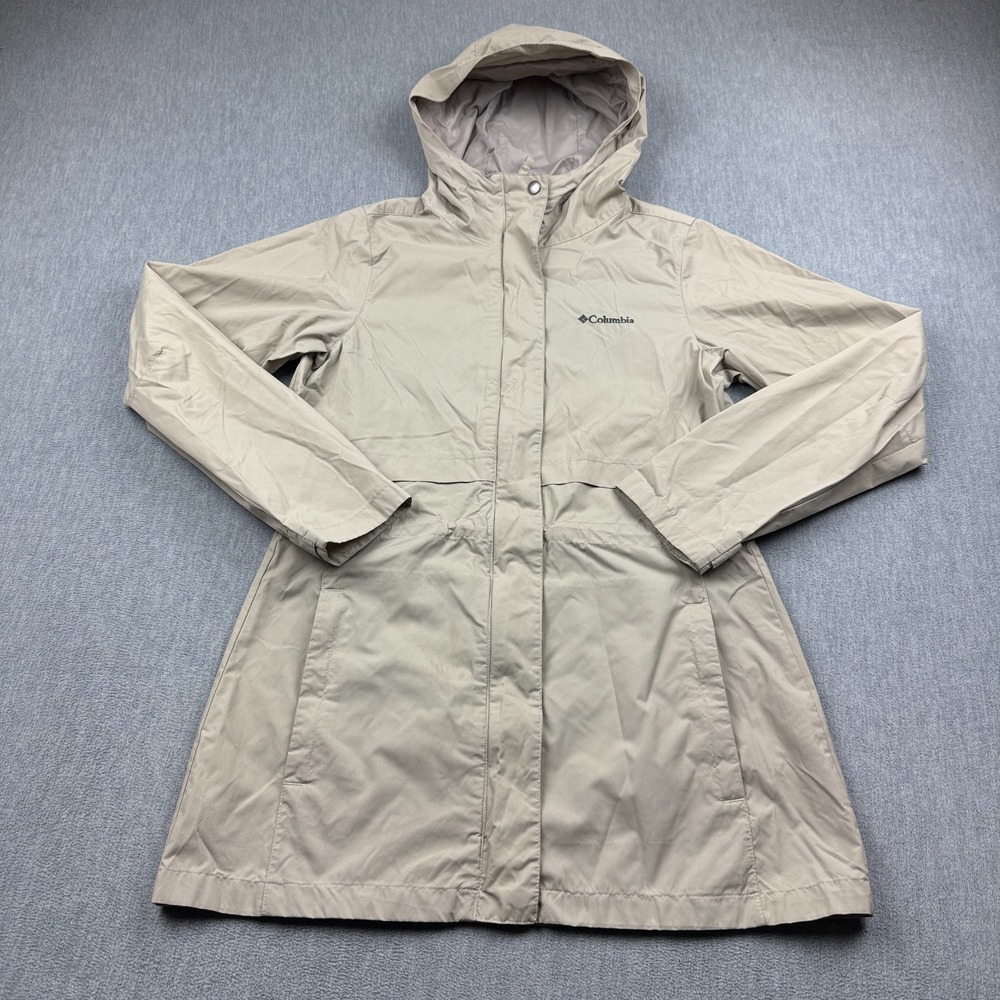 Columbia Jacket Women Medium Beige Struck II Omni-Tech Weatherproof Outdoor Coat
